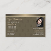 Elegant Gold Brown Stylish met Monogram en Foto Visitekaartje (Achterkant)