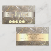 Elegant, Gold, bruine marmer Stone Loyalty-Kaart Klantenkaartje (Voorkant / Achterkant)