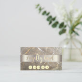 Elegant, Gold, bruine marmer Stone Loyalty-Kaart Klantenkaartje (Staand voorkant)