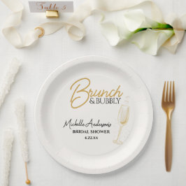Elegant Gold Brunch & Bubbly Bridal Shower  Papieren Bordje