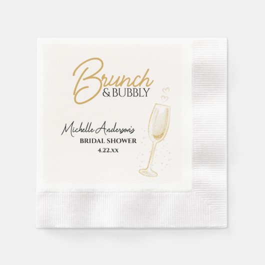 Elegant Gold Brunch & Bubbly Bridal Shower  Servet (Voorkant)