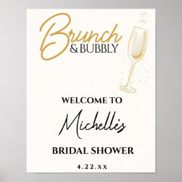 Elegant Gold Brunch & Bubbly Bridal Shower Sign Poster