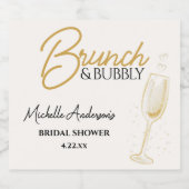Elegant Gold Brunch & Bubbly Bridal Shower  Sparkling Wijnetiket (Enkel label)