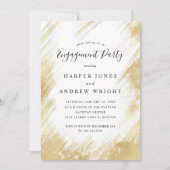 Elegant Gold Brush Stroke Engagement Party Kaart (Voorkant)