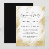 Elegant Gold Brush Stroke Engagement Party Kaart (Voorkant / Achterkant)