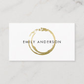 ELEGANT GOLD BRUSH STROKE STAIN CIRCLE MARK LOGO VISITEKAARTJE (Voorkant)