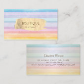 Elegant Gold Brush Stroke Waterverf Striped Visitekaartje (Voorkant / Achterkant)