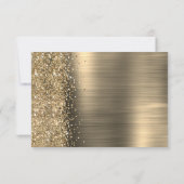 Elegant Gold Brushed Metal Glitter Script Wedding RSVP Kaartje (Achterkant)
