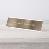 Elegant Gold Brushed Metal Handwriting Bureau Naambordje (Voorkant)