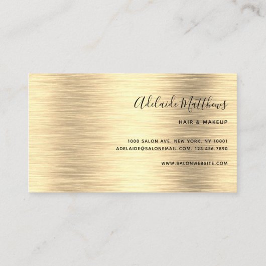 Elegant Gold Brushed Metallic Monogram Name Script Visitekaartje (Achterkant)
