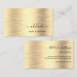 Elegant Gold Brushed Metallic Monogram Name Script Visitekaartje