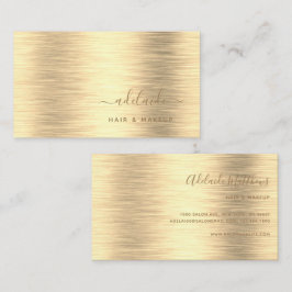 Elegant Gold Brushed Metallic Monogram Name Script Visitekaartje