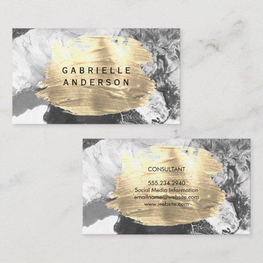 Elegant Gold Brushed Paint Texture Visitekaartje (Voorkant / Achterkant)