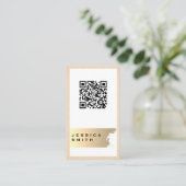 Elegant Gold Brushed | QR-etiket Visitekaartje (Staand voorkant)