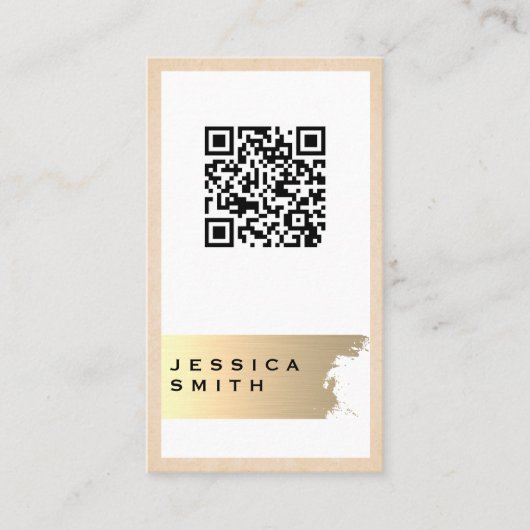 Elegant Gold Brushed | QR-etiket Visitekaartje (Voorkant)