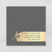 Elegant Gold Brushed Stripes / Black Vierkante Visitekaartje (Achterkant)