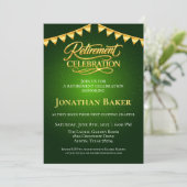 Elegant Gold Bunting Green Retirement Celebration  Kaart (Staand voorkant)