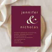Elegant Gold Burgundy Ampersand Wedding Folie Uitnodiging