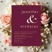 Elegant Gold Burgundy Ampersand Wedding Folie Uitnodiging