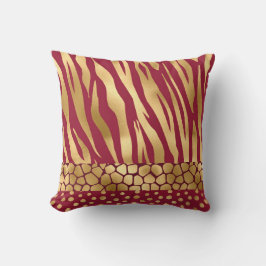 Elegant Gold Burgundy Animal Print Stijlvol Kussen