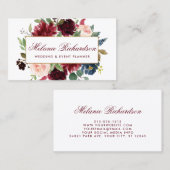 Elegant Gold Burgundy Blue Waterverf Floral Visitekaartje (Voorkant / Achterkant)