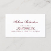 Elegant Gold Burgundy Blue Waterverf Floral Visitekaartje (Achterkant)