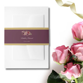 Elegant Gold Burgundy & Blush Rozen Weddenschap Uitnodigingen Wikkel