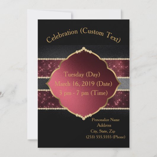 Elegant Gold & Burgundy Celebration Gepersonalisee Kaart (Voorkant)