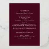 Elegant gold burgundy details bruiloft folie uitnodiging (Achterkant)