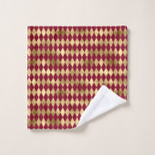 Elegant Gold Burgundy Diamond Pattern Bad Handdoek (Wasdoekje)