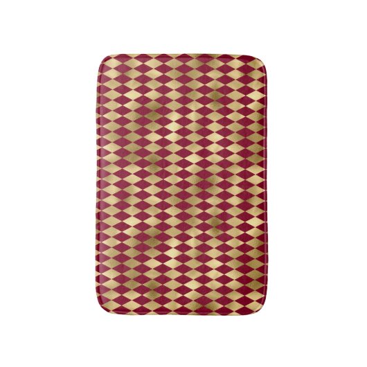 Elegant Gold Burgundy Diamond Pattern Badmat (Voorkant Verticaal)