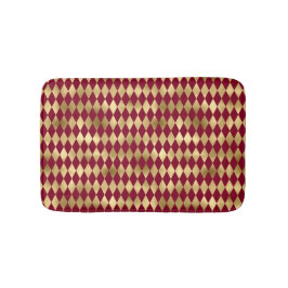 Elegant Gold Burgundy Diamond Pattern Badmat