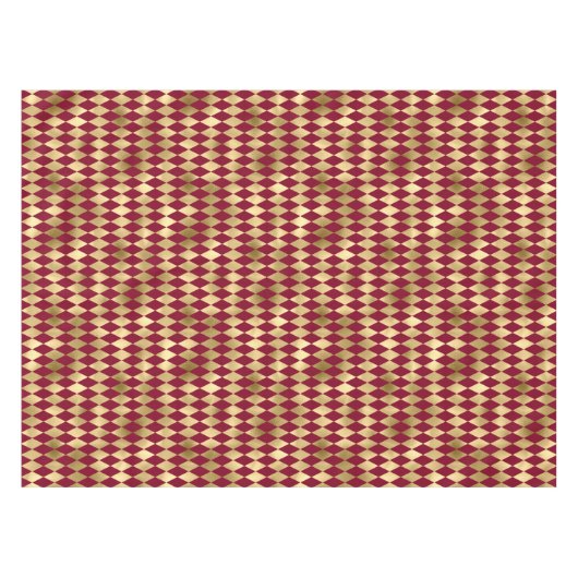 Elegant Gold Burgundy Diamond Pattern Tafelkleed (Voorkant (Horizontaal))