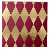 Elegant Gold Burgundy Diamond Pattern Tegeltje (Voorkant)