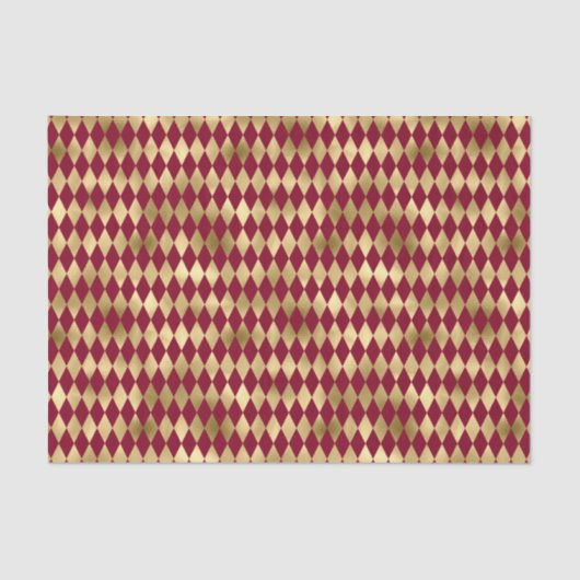 Elegant Gold Burgundy Diamond Pattern Tissuepapier (Voorkant)