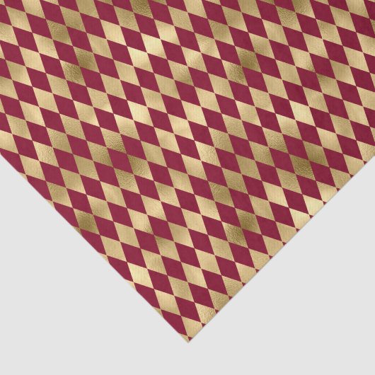 Elegant Gold Burgundy Diamond Pattern Tissuepapier (Detail)