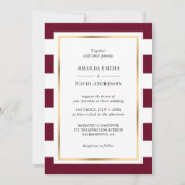 Elegant Gold Burgundy en White Striped Wedding Kaart (Voorkant)
