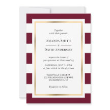 Elegant Gold Burgundy en White Striped Wedding