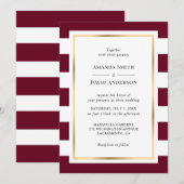 Elegant Gold Burgundy en White Striped Wedding Kaart (Voorkant / Achterkant)