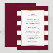 Elegant Gold Burgundy en White Stripes Wedding Kaart (Voorkant / Achterkant)