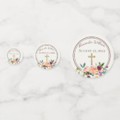 Elegant Gold Burgundy Floral Baby Christening Confetti (Achterkanten)