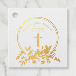 Elegant Gold Burgundy Floral Baby Christening Real Bedankjes Labels