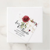 Elegant Gold Burgundy Floral Vrijgezellenfeest Fla Bedankjes Labels (In situ)