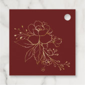 Elegant Gold Burgundy Floral Vrijgezellenfeest Fla Bedankjes Labels (Achterkant)