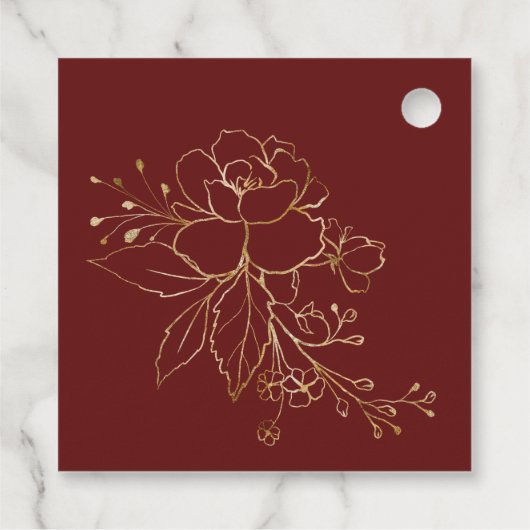 Elegant Gold Burgundy Floral Vrijgezellenfeest Fla Bedankjes Labels (Achterkant)