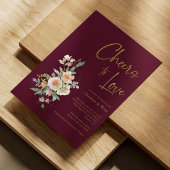 Elegant Gold Burgundy Floral Vrijgezellenfeest Kaart