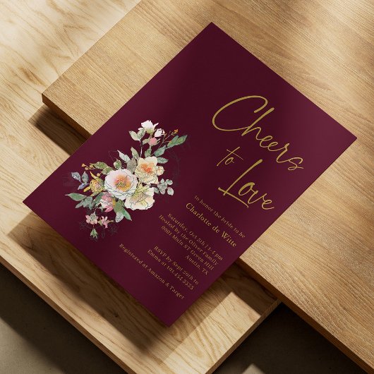 Elegant Gold Burgundy Floral Vrijgezellenfeest Kaart