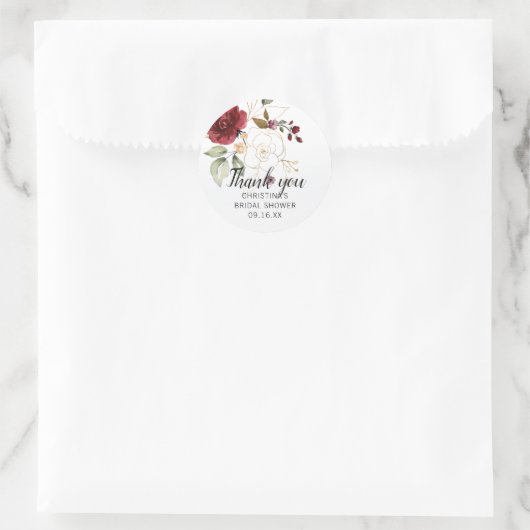 Elegant Gold Burgundy Floral Vrijgezellenfeest Ronde Sticker (Tas)