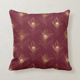 Elegant Gold Burgundy Peacock Print  Kussen