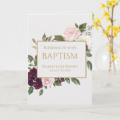 Elegant Gold Burgundy Pink Blessings Christening Kaart (Gele Bloem)
